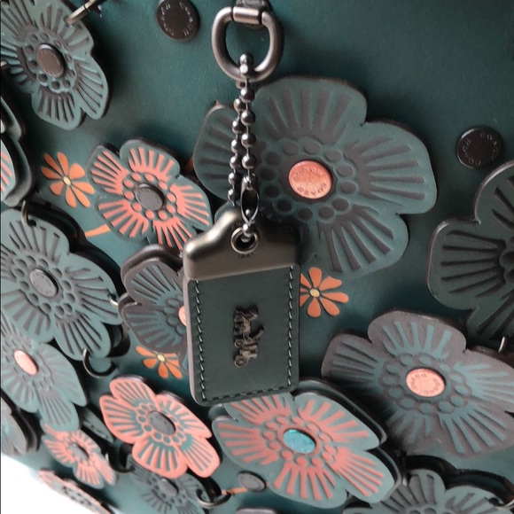 NWT Authentic Coach Rogue Teal Tea Rose Bag - Picture 8 of 8